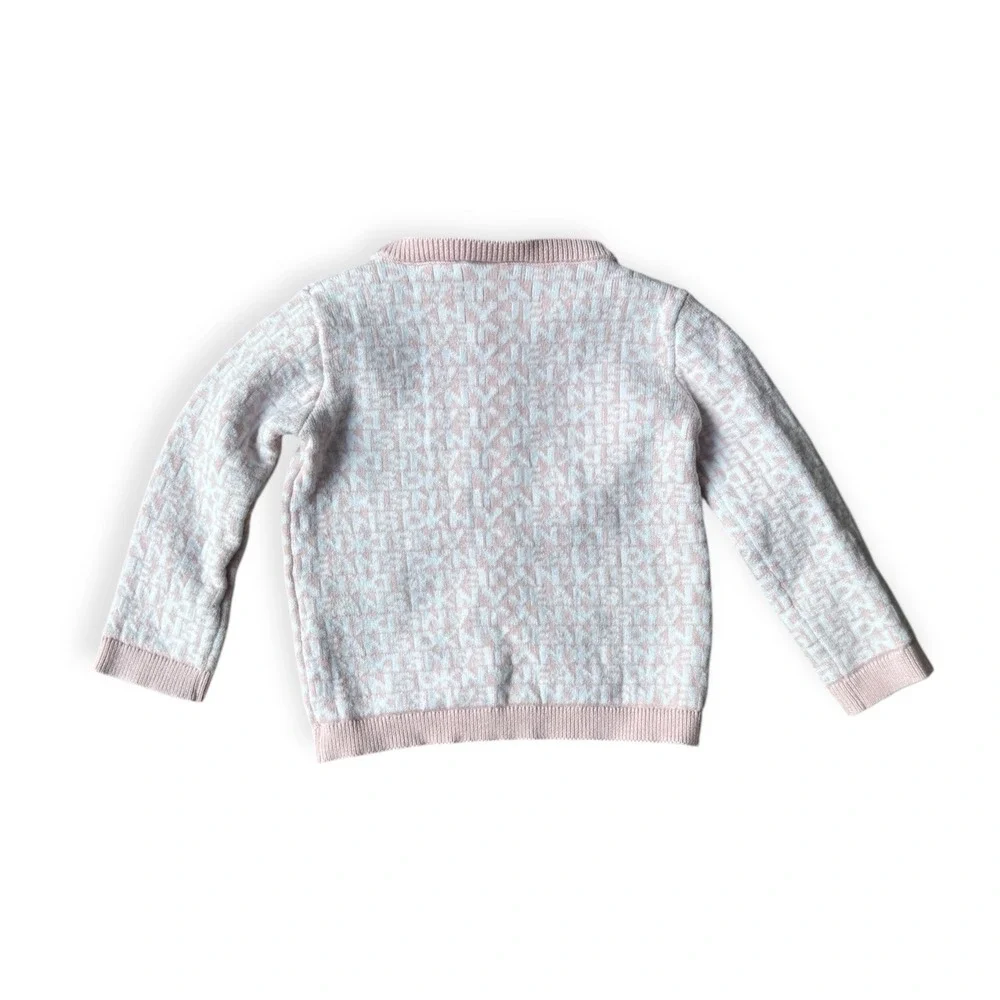 DKNY Baby Girls Sweater Cardigan Pants Set Pink Logo Print Size 9-12 Months
